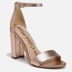 Sam Edelman Yaro Block Heel Sandals Rose Gold Metallic Size 10 New